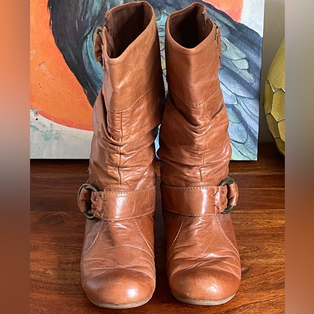 Aldo Camel Colored Slouch Moto Boots